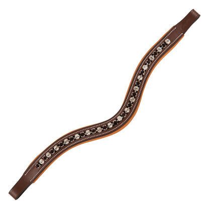 Bridles & Reins ExionPro Elegant Soft Padded Clear Crystal, Burgundy Colored Crystal Browband