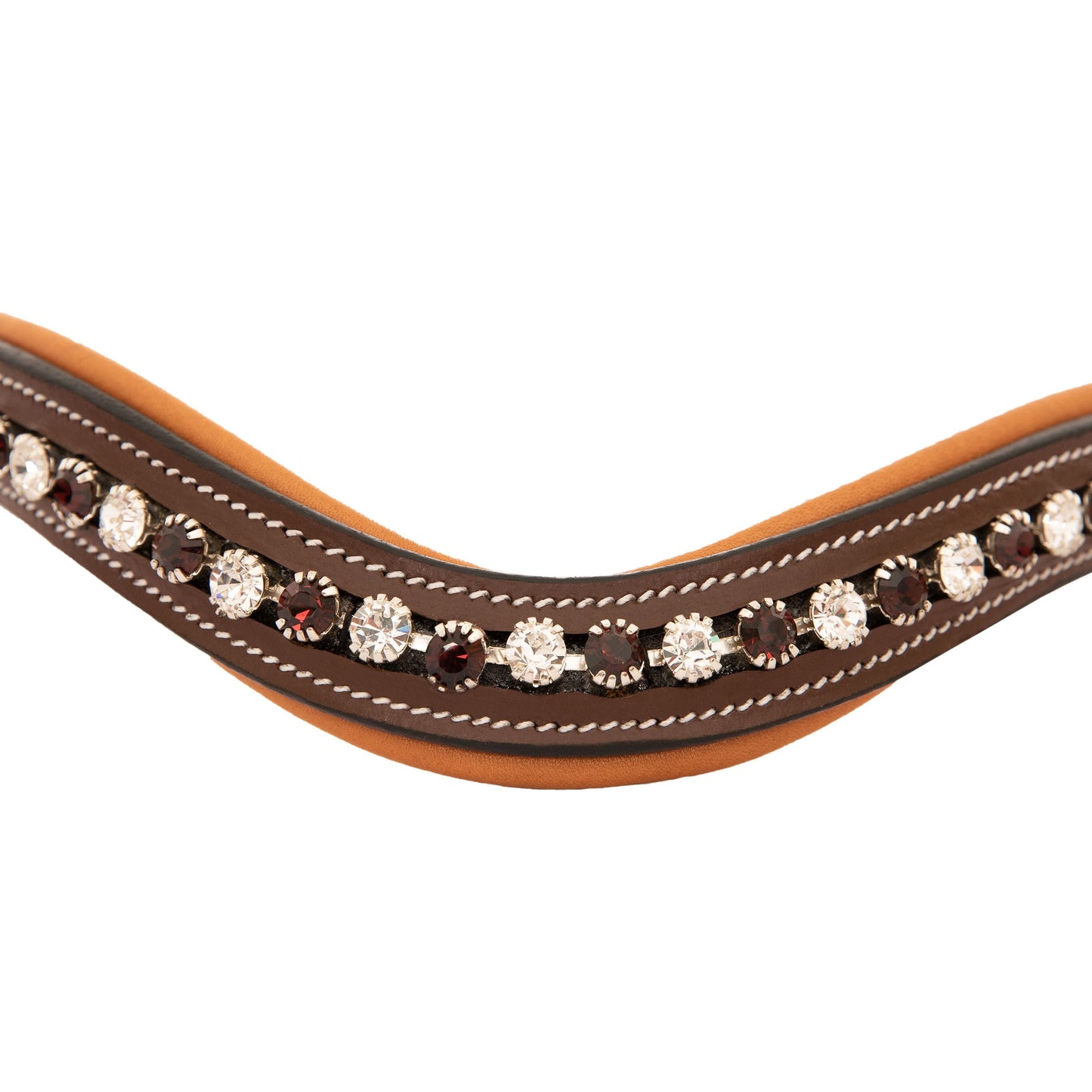 Bridles & Reins ExionPro Elegant Soft Padded Clear Crystal, Burgundy Colored Crystal Browband