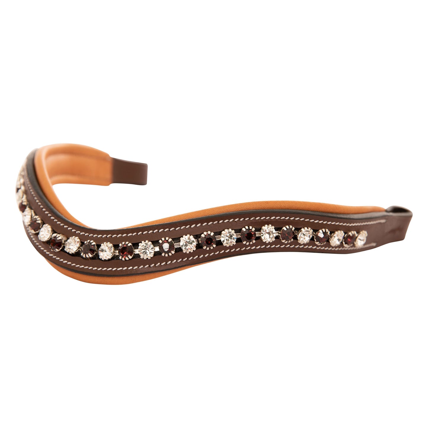 Bridles & Reins ExionPro Elegant Soft Padded Clear Crystal, Burgundy Colored Crystal Browband
