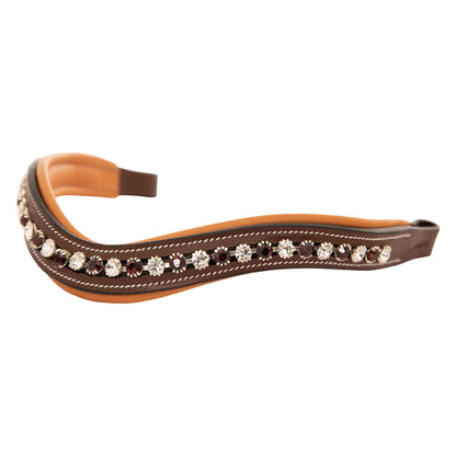 Bridles & Reins ExionPro Elegant Soft Padded Clear Crystal, Burgundy Colored Crystal Browband