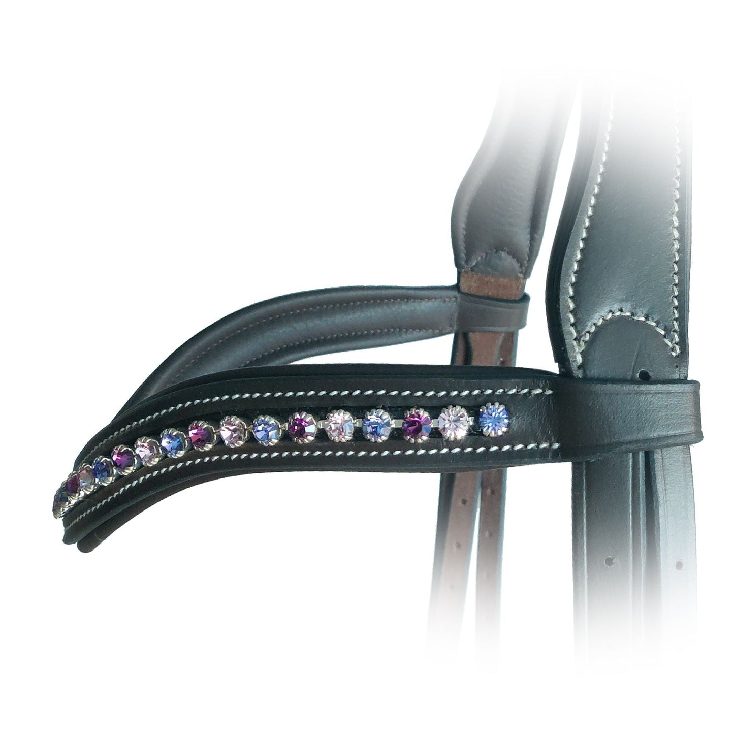 Bridles & Reins ExionPro Elegant Soft Padded Fuchsia, Light Rose, Tanzanite Colored Crystal Browband