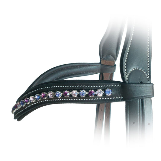 Bridles & Reins ExionPro Elegant Soft Padded Fuchsia, Light Rose, Tanzanite Colored Crystal Browband