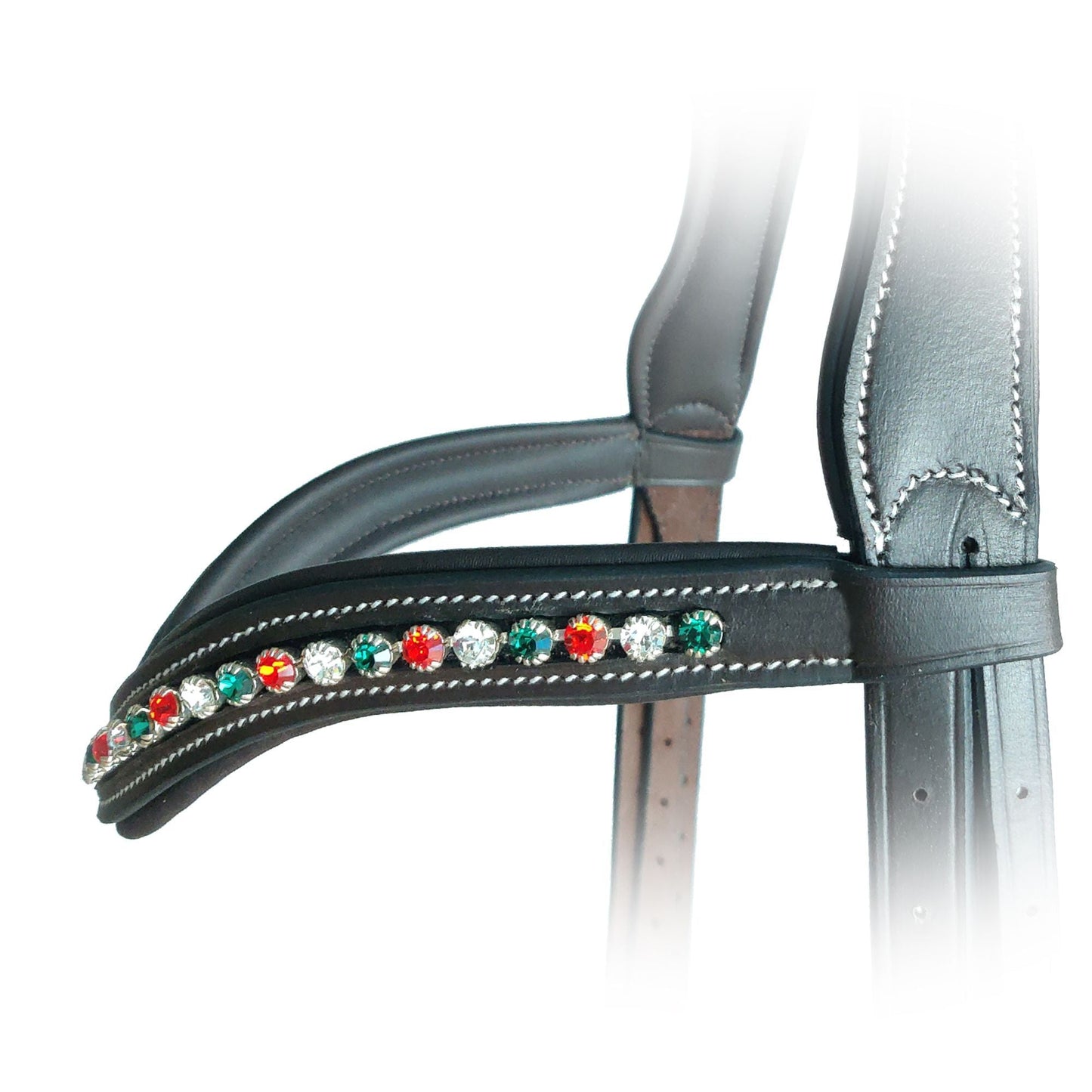Bridles & Reins ExionPro Elegant Soft Padded Hyacinth, Emerald, Clear Crystal Browband