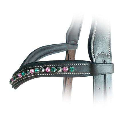 Bridles & Reins ExionPro Elegant Soft Padded Rose, Emerald, Jet Hematite Colored Crystal Browband