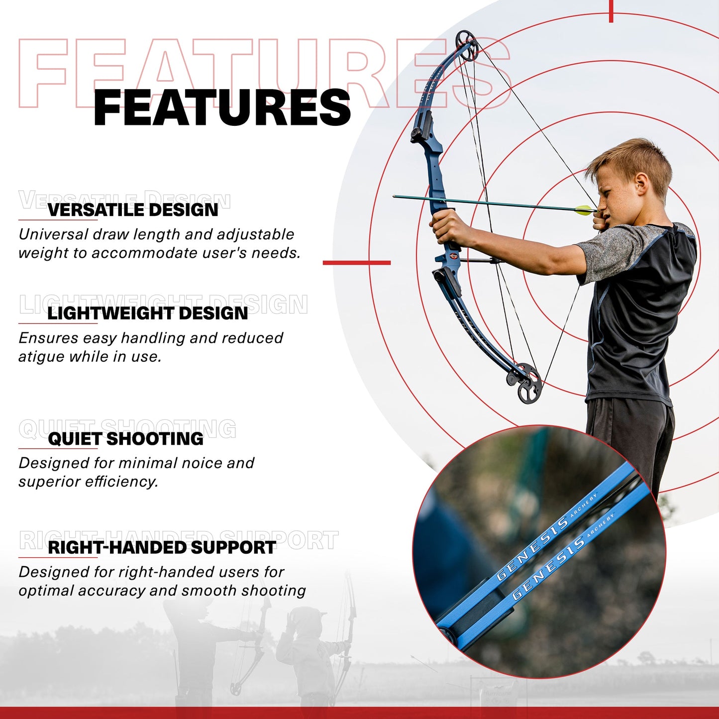 Genesis Mini, Youth Compound Bow and Arrow Kit with Quiver, Right Handed, Blue