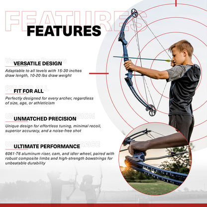Genesis Original Archery Compound Bow with Adjustable Sizing, Right Handed, Red