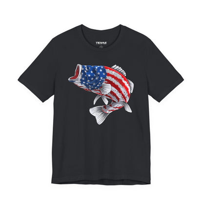 Texas Rigged Tees Patriotic Bass — Unisex Cotton Tee