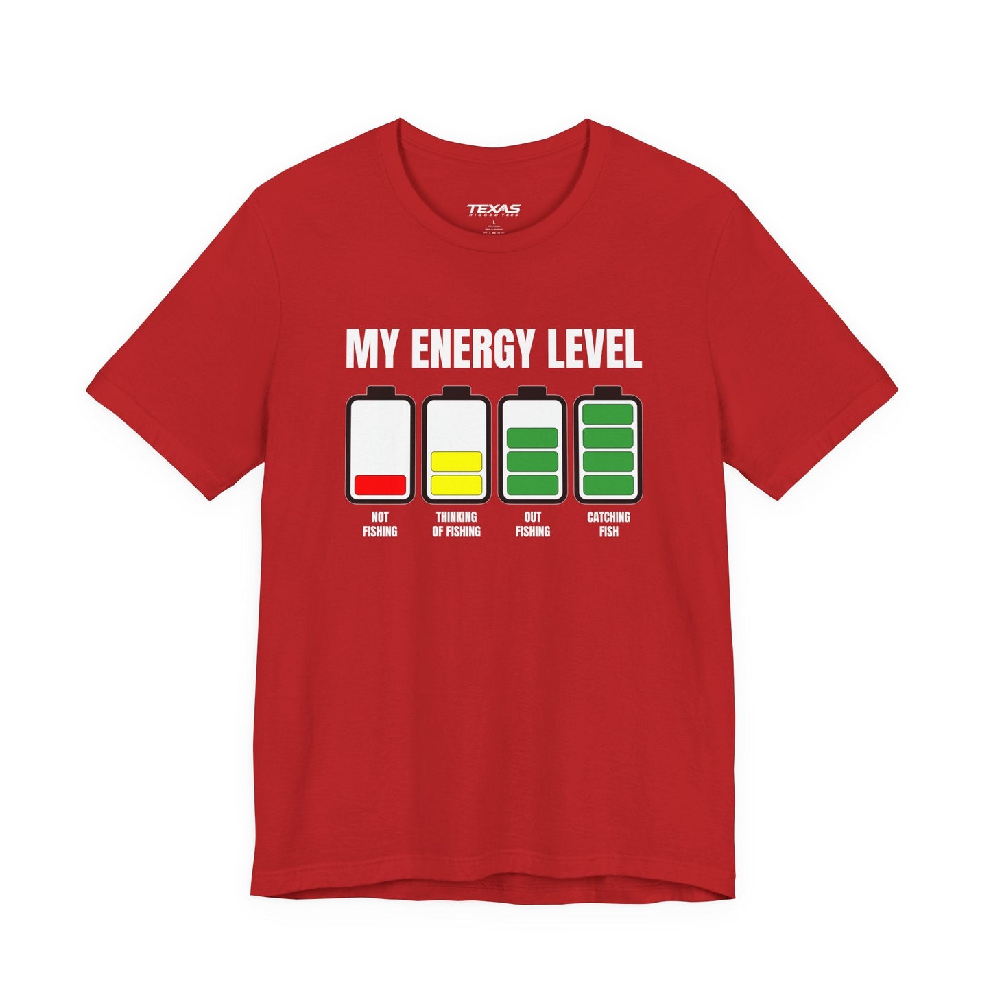 Texas Rigged Tees My Energy Level — Unisex Cotton Tee
