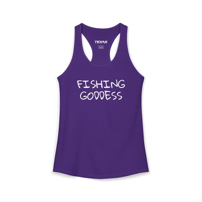 Texas Rigged Tees Fishing Goddess — Women’s Racerback Tank
