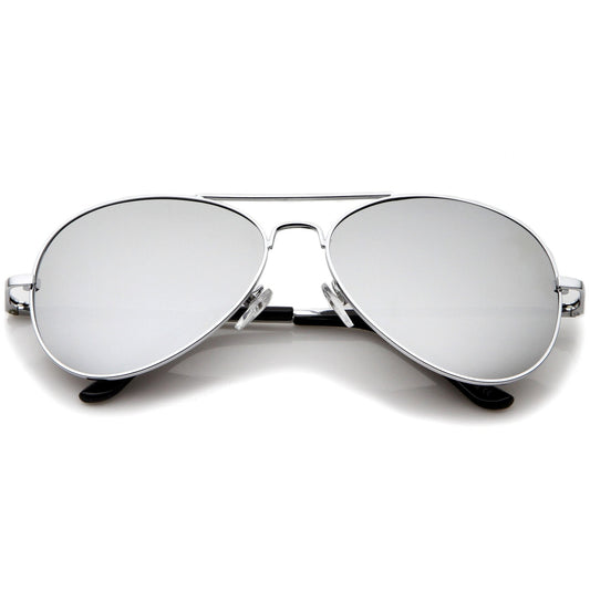 zeroUV  - Premium Military Mirrored Lens Metal Aviator Sunglasses 1375 58mm