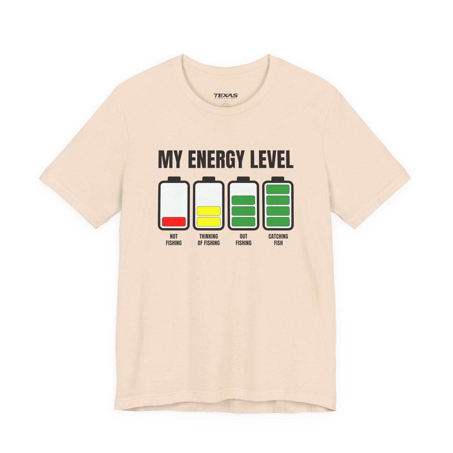 Texas Rigged Tees My Energy Level — Unisex Cotton Tee