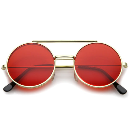 zeroUV Steampunk Vintage Circle Round Flip Up Vintage Sunglasses 8793