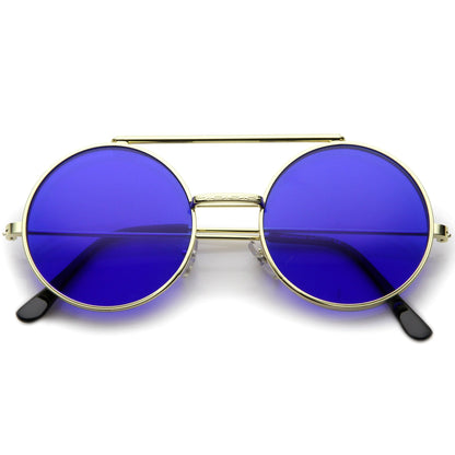 zeroUV Steampunk Vintage Circle Round Flip Up Vintage Sunglasses 8793