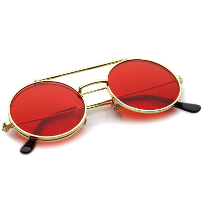 zeroUV Steampunk Vintage Circle Round Flip Up Vintage Sunglasses 8793