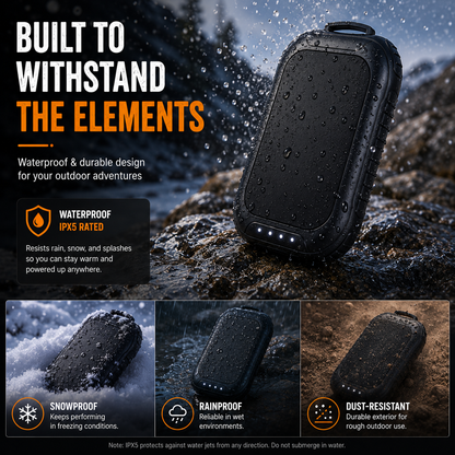 LITEGUEST Waterproof 2-in-1 Heated Hand Warmer & Power Bank with Light