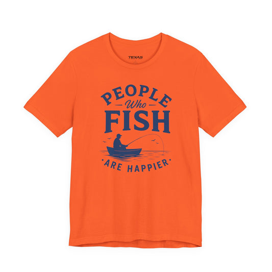 Texas Rigged Tees People Who Fish Are Happier — Unisex Cotton Tee