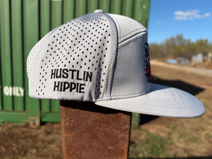 Hustlin Hippie PL Series Hydro Snapback- LIGHT GRAY- RUBBER LOGO w/LOVE BIG GRIND HARD