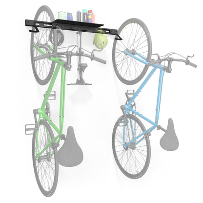 Koova - Wall Mounted Bike Rack for 2 Bikes with Storage Shelf