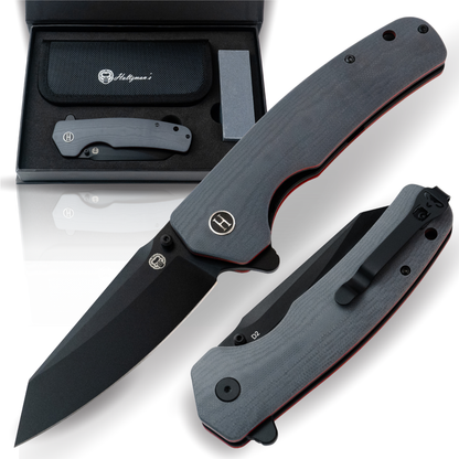Holtzman's Gorilla Survival The Clip Point Folding Pocket Knife Giftset for Men and Women (Grey and Red)
