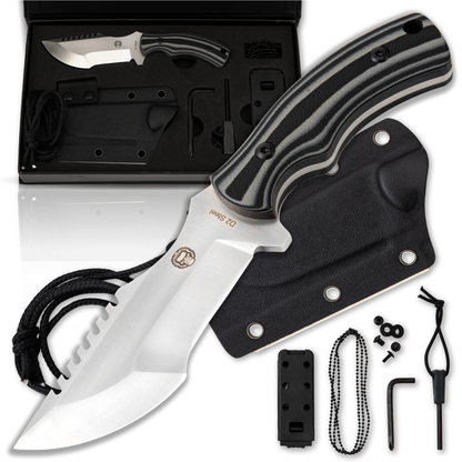 Holtzman's Gorilla Survival The Baby Tracker D2 Steel Bushcraft Survival Neck Knife Gift Set (Black and Gray)