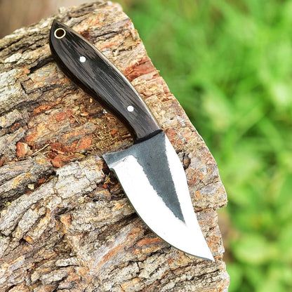 KBS Knives "Custom Handmade 1095 Forged Steel Skinning Knife | Wenge Wood Handle | 7 Inches | Leather Sheath | KBS Knives Store"