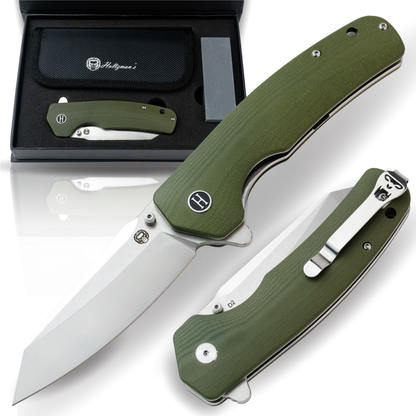Holtzman's Gorilla Survival The Clip Point Folding Pocket Knife Giftset for Men and Women (Silver and Green)