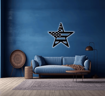 MetalPlex - American Flag Star - Metal Wall Art