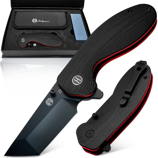 Holtzman's Gorilla Survival The Pioneer Folding Pocket Knife Giftset for Men and Women (Black and Orange)