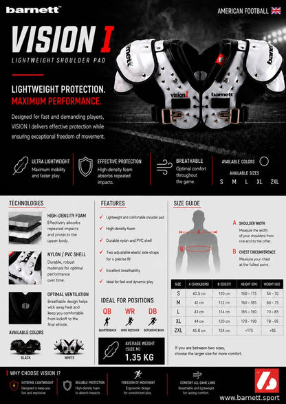 Barnett VISION I Football shoulder pad QB-WR-DB