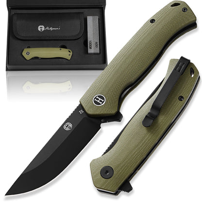 Holtzman's Gorilla Survival The Pathfinder Folding Pocket Knife Giftset for Men and Women (Green and Silver)