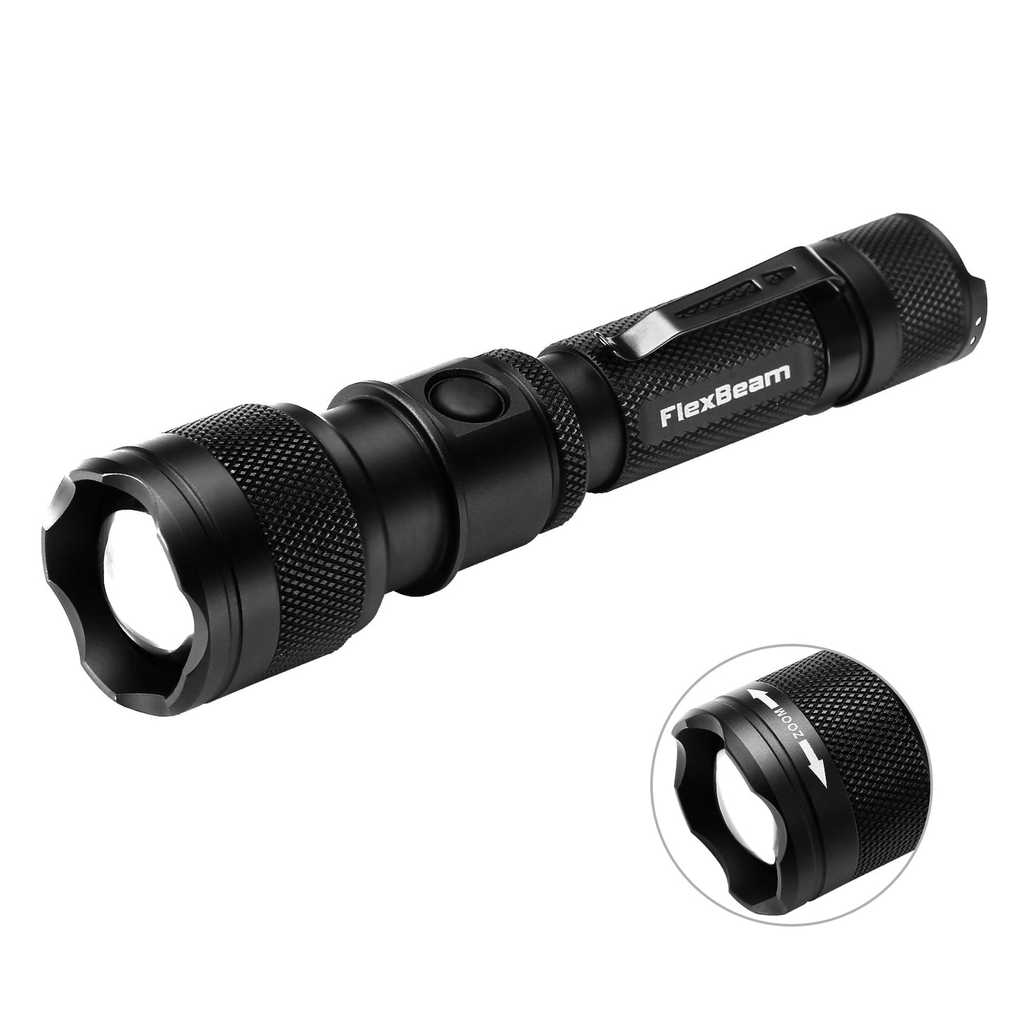 Powertac FlexBeam- 1200 Lumen Adjustable Beam Rechargeable Flashlight