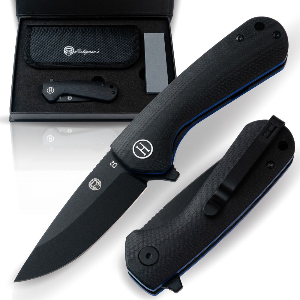 Holtzman's Survival The Peasant Folding Pocket Knife Giftset for Men and Women (Black and Blue)