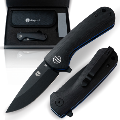 Holtzman's Survival The Peasant Folding Pocket Knife Giftset for Men and Women (Black and Blue)