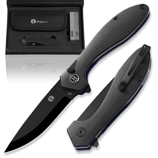 Holtzman's Gorilla Survival The Vector Folding Pocket Knife Giftset for Men and Women (Black)