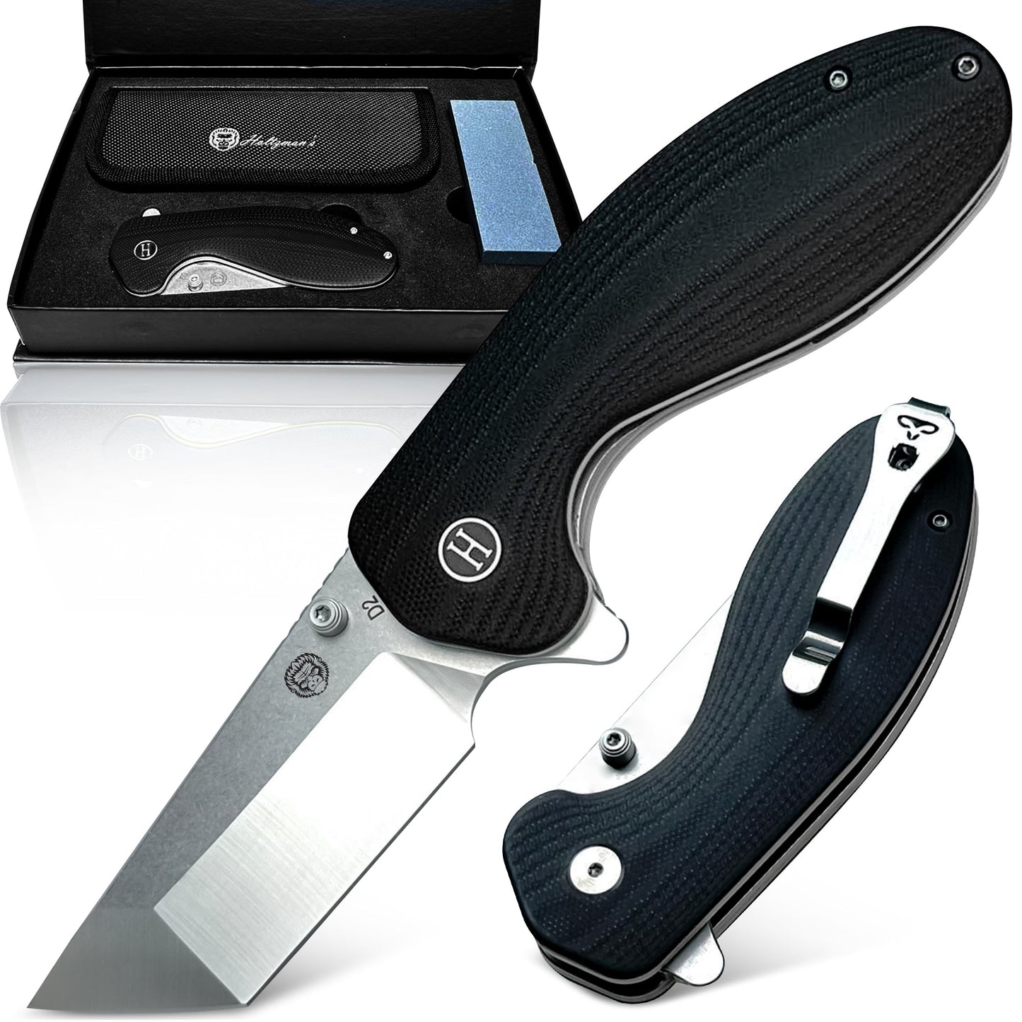 Holtzman's Gorilla Survival The Pioneer Folding Pocket Knife Giftset for Men and Women (Silver and Black)