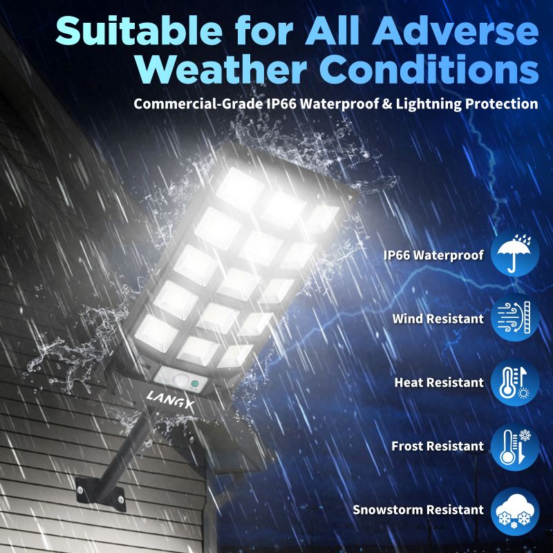 Langy Solar Lights 60W 90W Solar Outdoor Dusk to Dawn Lights with Remote Control