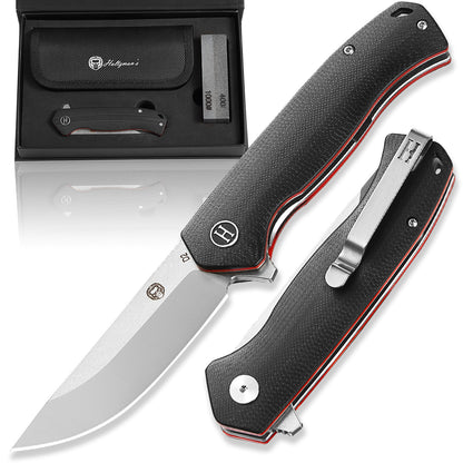 Holtzman's Gorilla Survival The Pathfinder Folding Pocket Knife Giftset for Men and Women (Silver and Red)