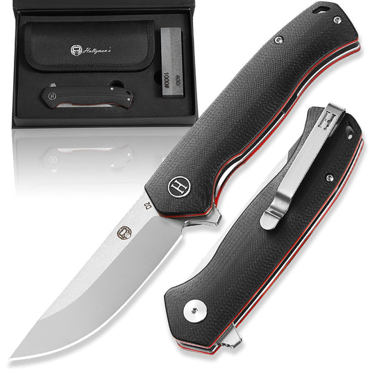 Holtzman's Gorilla Survival The Pathfinder Folding Pocket Knife Giftset for Men and Women (Silver and Red)