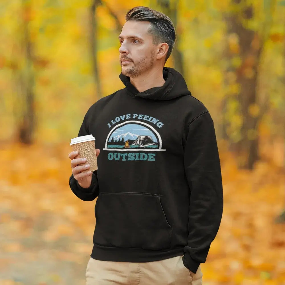 Outdoorzees I Love Peeing Outside Men Adult Fleece Hoodie