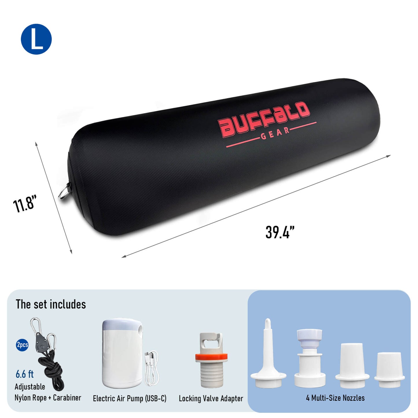 Buffalo Gear 13" x 47.2" Inflatable Boat Fender with Electric Pump