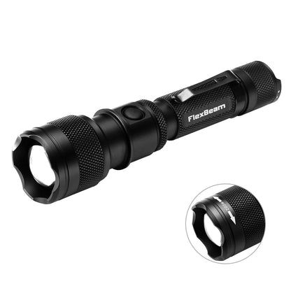 Powertac FlexBeam- 1200 Lumen Adjustable Beam Rechargeable Flashlight
