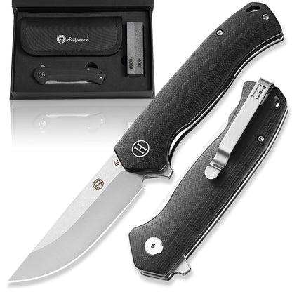 Holtzman's Gorilla Survival The Pathfinder Folding Pocket Knife Giftset for Men and Women (Black and Silver)