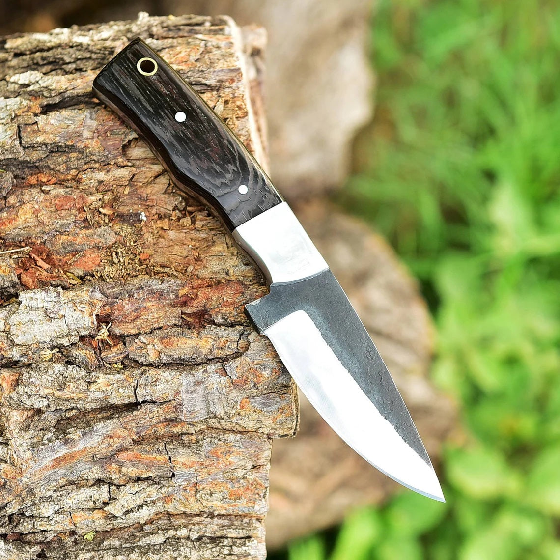 KBS Knives "Custom Handmade 1095 Forged Steel Skinning Knife | Wenge Wood Handle | 7.5 Inches | Leather Sheath | KBS Knives Store"