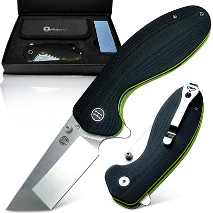 Holtzman's Gorilla Survival The Pioneer Folding Pocket Knife Giftset for Men and Women (Silver and Green)