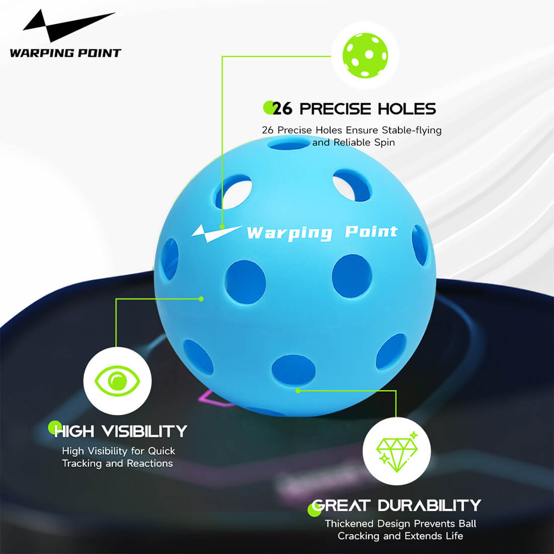 Warping Point Indoor Practice Pickleballs - Blue