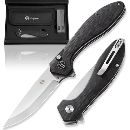 Holtzman's Gorilla Survival The Vector Folding Pocket Knife Giftset for Men and Women (Black and Silver)