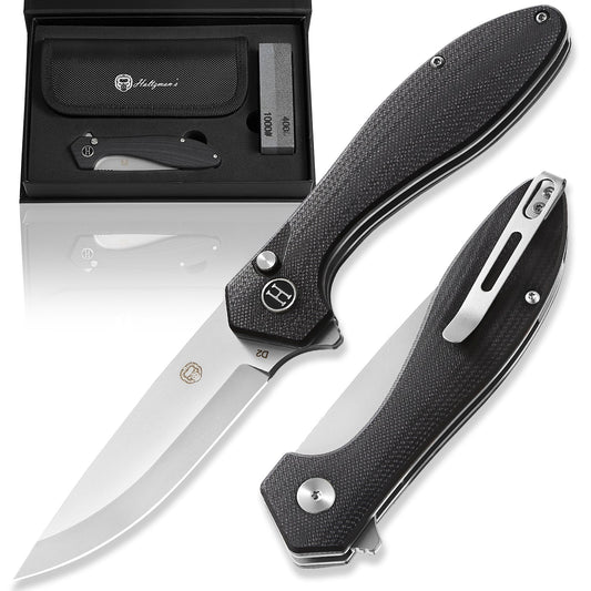 Holtzman's Gorilla Survival The Vector Folding Pocket Knife Giftset for Men and Women (Black and Silver)