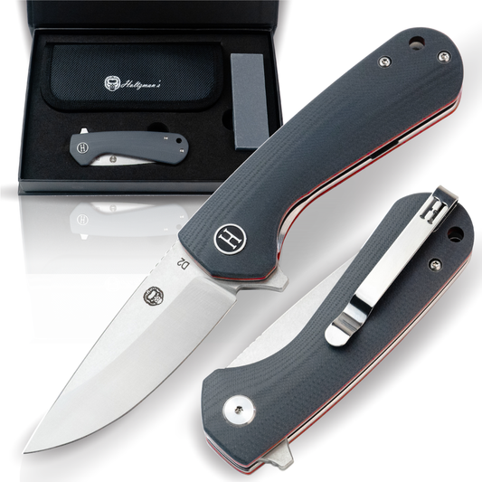 Holtzman's Survival The Peasant Folding Pocket Knife Giftset for Men and Women (Red and Grey)