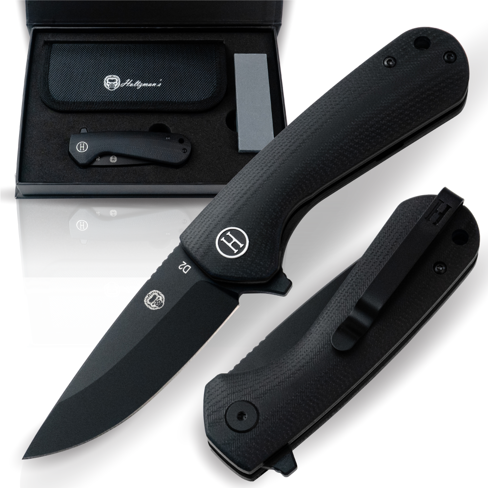 Holtzman's Survival The Peasant Folding Pocket Knife Giftset for Men and Women (Black)
