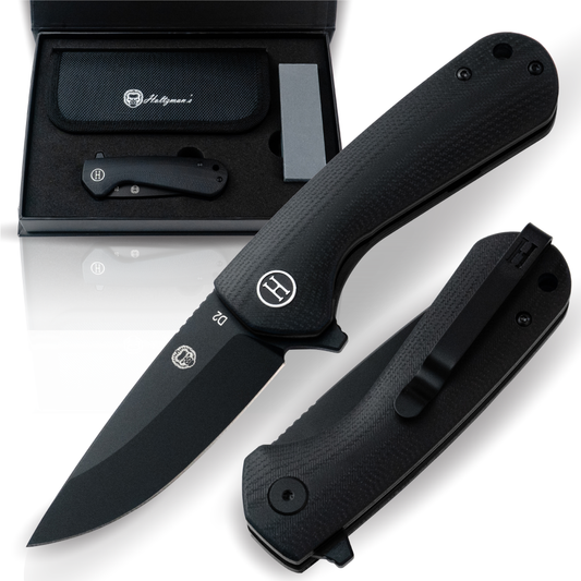 Holtzman's Survival The Peasant Folding Pocket Knife Giftset for Men and Women (Black)